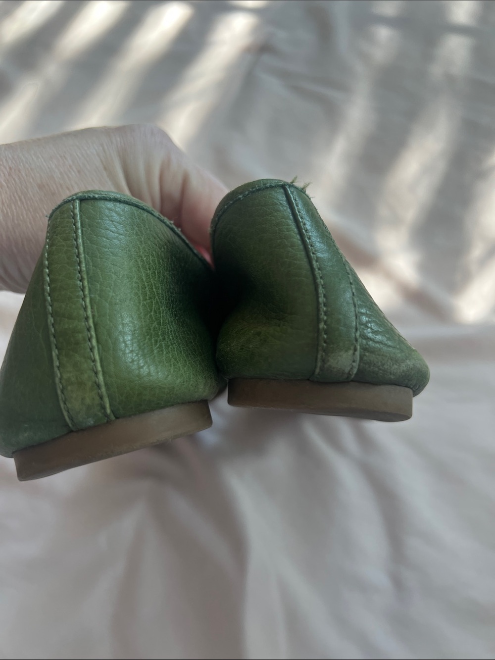 Tory Burch Olive Green Pebbled Leather Ballet Flats - Picture 7 of 7